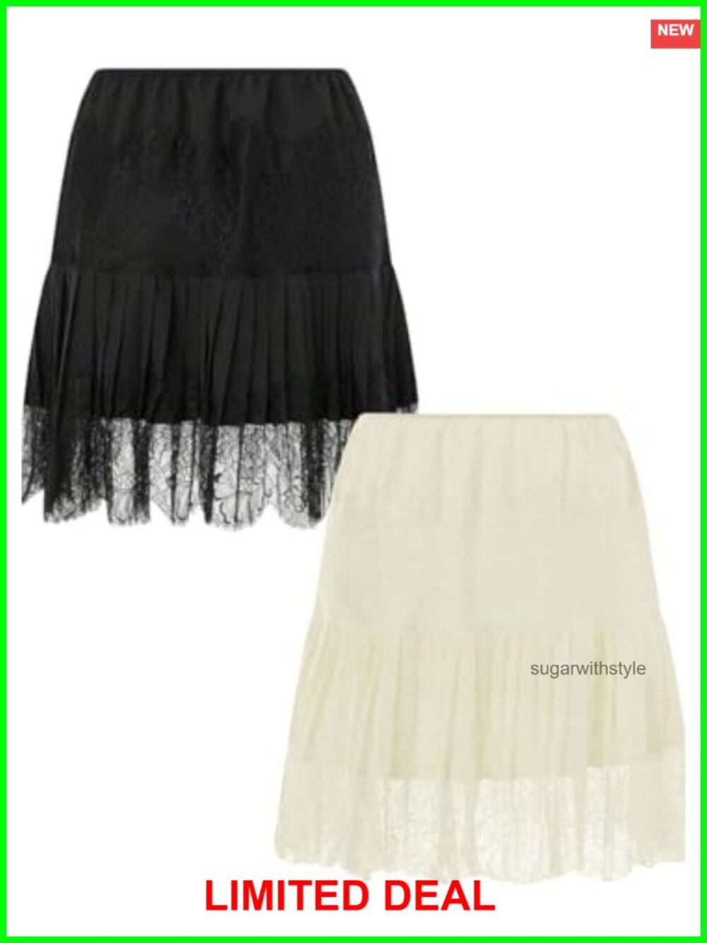 Women's Lace Slip Mini Skirt Pleated Ruffle Tiered Y2K Vintage Style